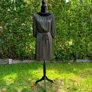 H&M | Olive Green Tie Dress Dress Size 4 | @RoseGoldHigh